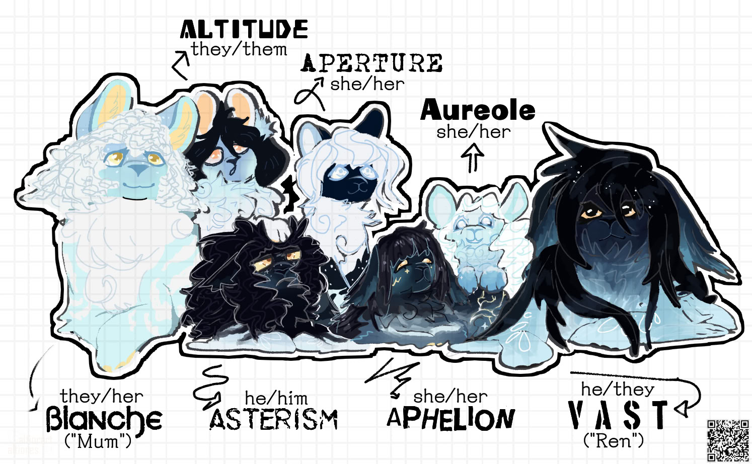 Sketchy artwork of an adoptable character